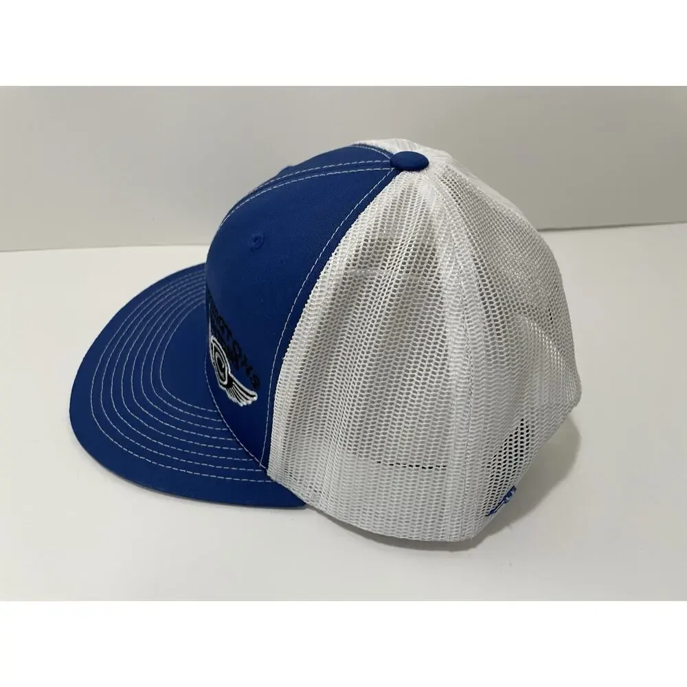 Covingtons Customs Trucker Hat Blue White Mesh Snapback Custom Motorcycle Cap